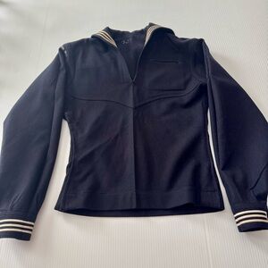 Vintage US Navy Wool Petty Officer Dress Blue Uniform Top Caraewron 11 Patch